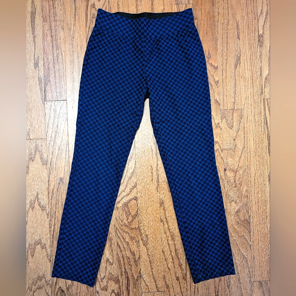 Checkered Blue Slack Pants, Stretchy Fabric, Good Condition, Focus 2000, Size 4